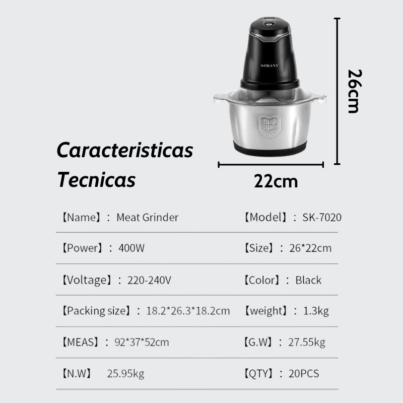 Triturador de Alimentos Sokany 2.0L (SK-7020)